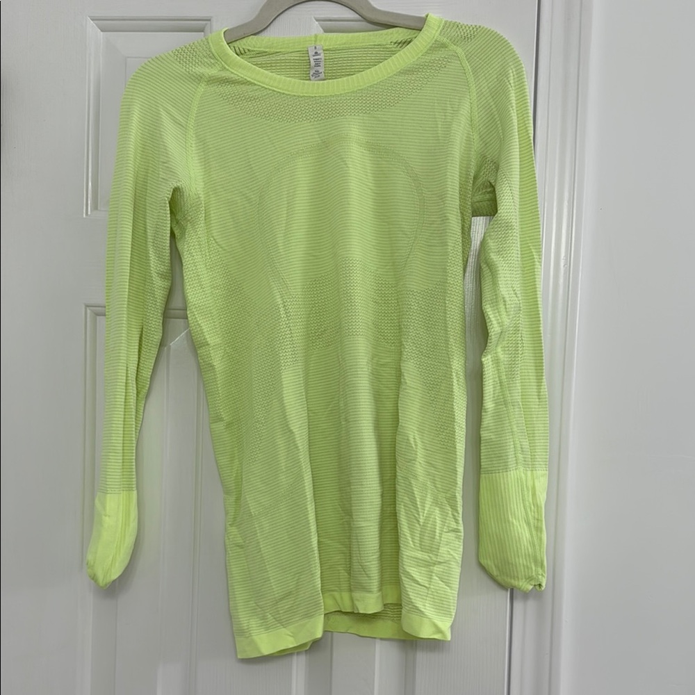 Lululemon Swiftly Neon Yellow Fitted Long Sleeve Tee - Size 8